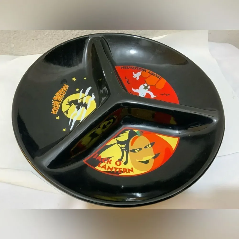 Vintage Target Black Ceramic Divided Halloween Serving Platter
